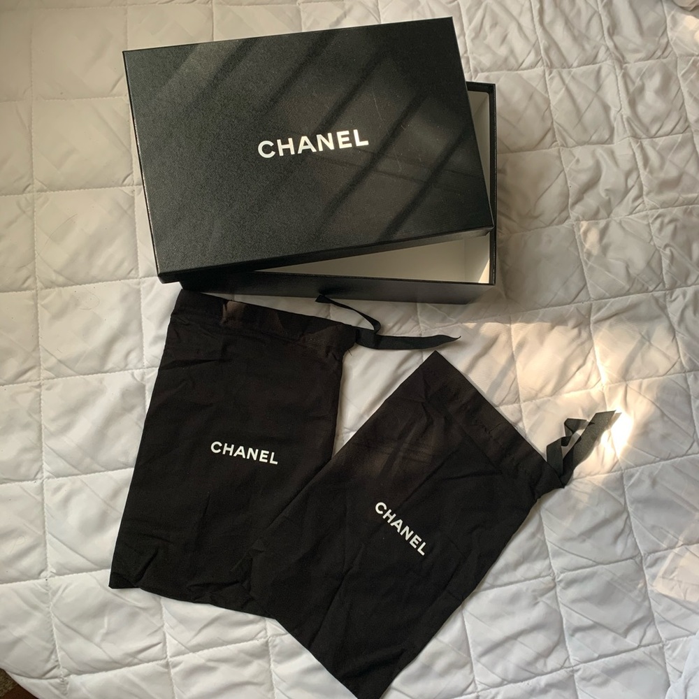 Chanel shoebox and shoe dust bags